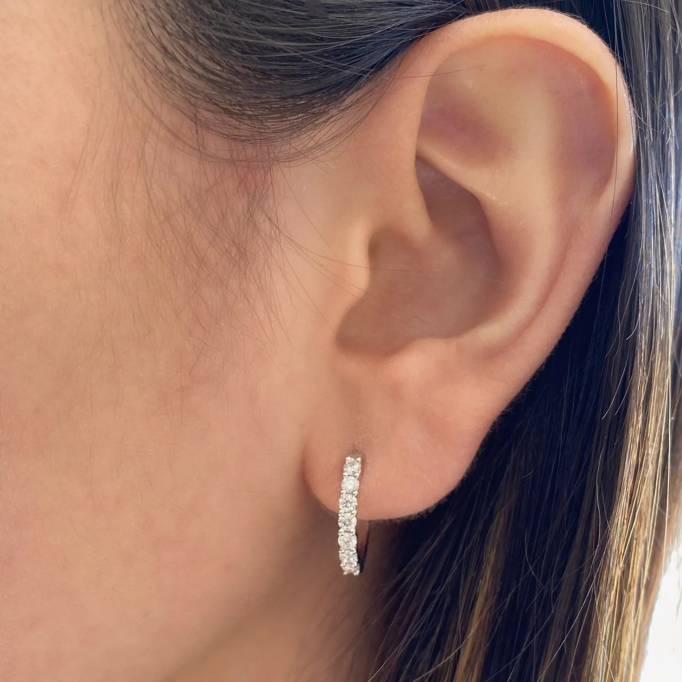 0.56 ct Prong-Set Diamond Huggie Earrings