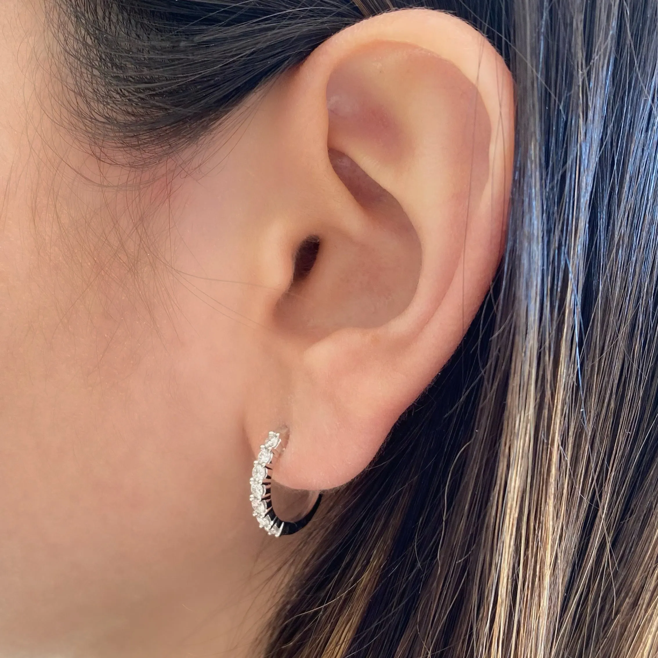 0.56 ct Prong-Set Diamond Huggie Earrings