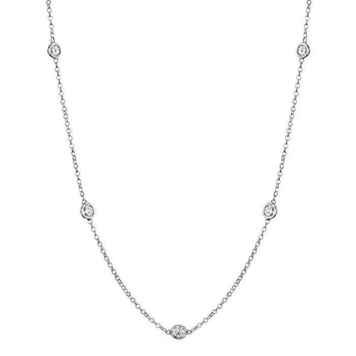 0.70 cttw Lab Created Diamond Bezel Set Station Necklace