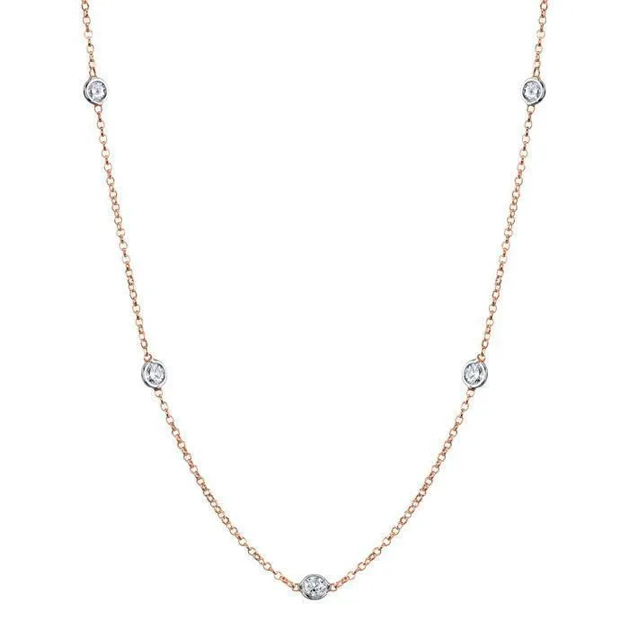 0.70 cttw Lab Created Diamond Bezel Set Station Necklace