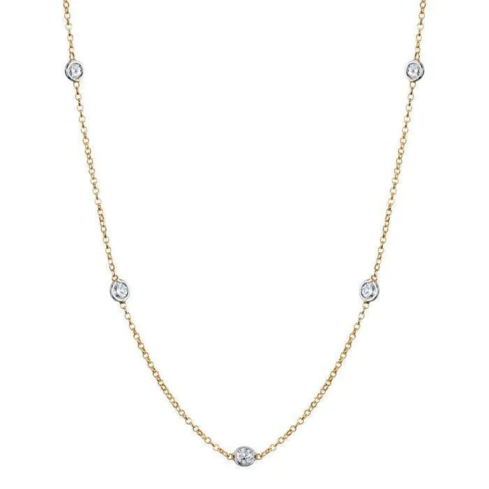 0.70 cttw Lab Created Diamond Bezel Set Station Necklace