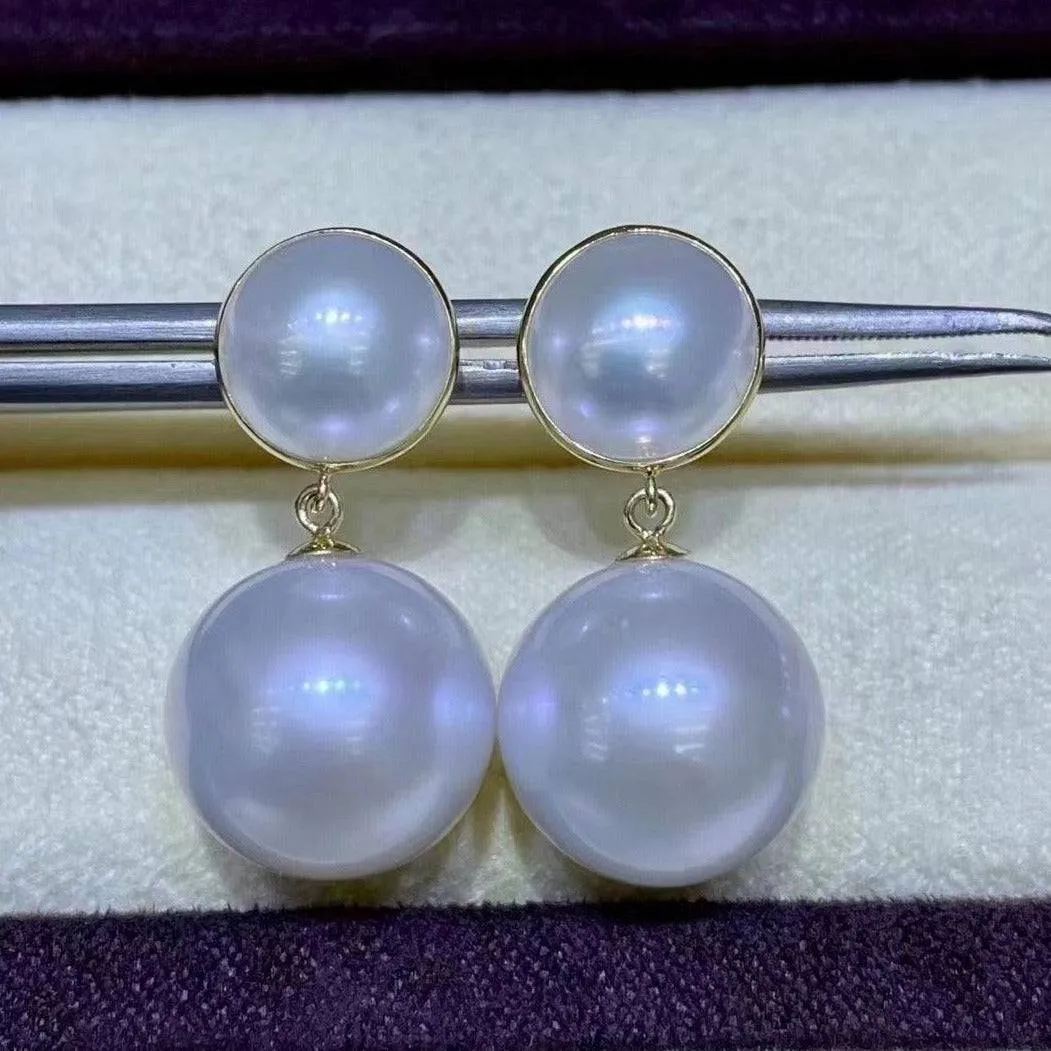 11-12 mm Mabe Pearl Drop Pearl Earrings
