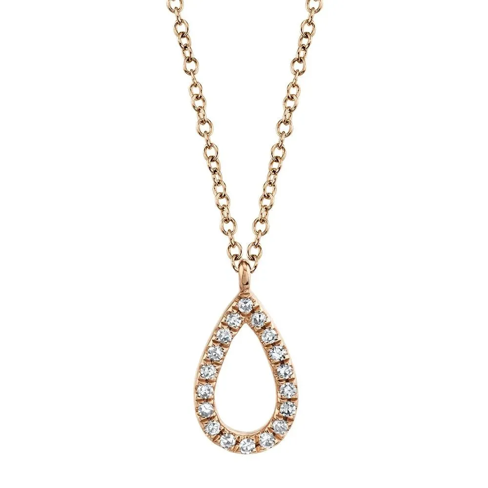 14k 0.06Ct Diamond Pear Shaped Drop Necklace, Available in White, Rose and Yellow Gold.