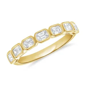 14k Gold 0.62Ct Emerald Cut Diamond Band with 7 Diamonds, available in White, Rose and Yellow Gold