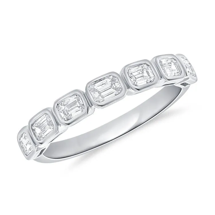 14k Gold 0.62Ct Emerald Cut Diamond Band with 7 Diamonds, available in White, Rose and Yellow Gold