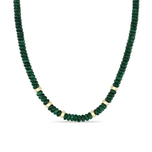 14k Gold & Malachite Rondelle Bead Necklace