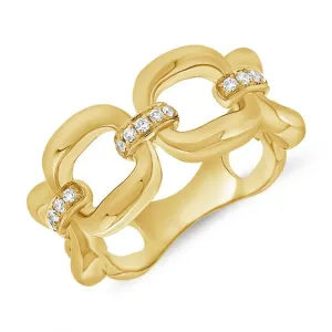 14k Gold Ring with 15 diamonds 0.10Ct with Open links, available in White, Rose and Yellow Gold