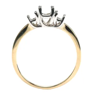 14K Two-Tone 3-Stone Criss-Cross Ring Mountings-Round 7.5mm Center Stone with 2- 5mm Round Sides