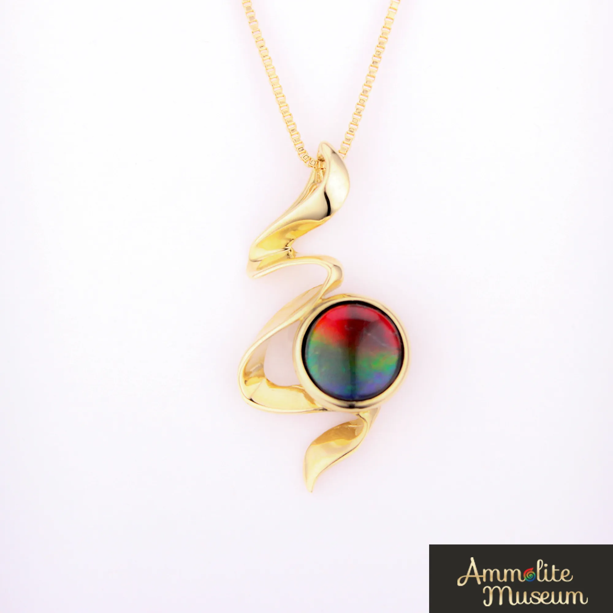 14K Yellow Gold Ammolite Ribbon Pendant