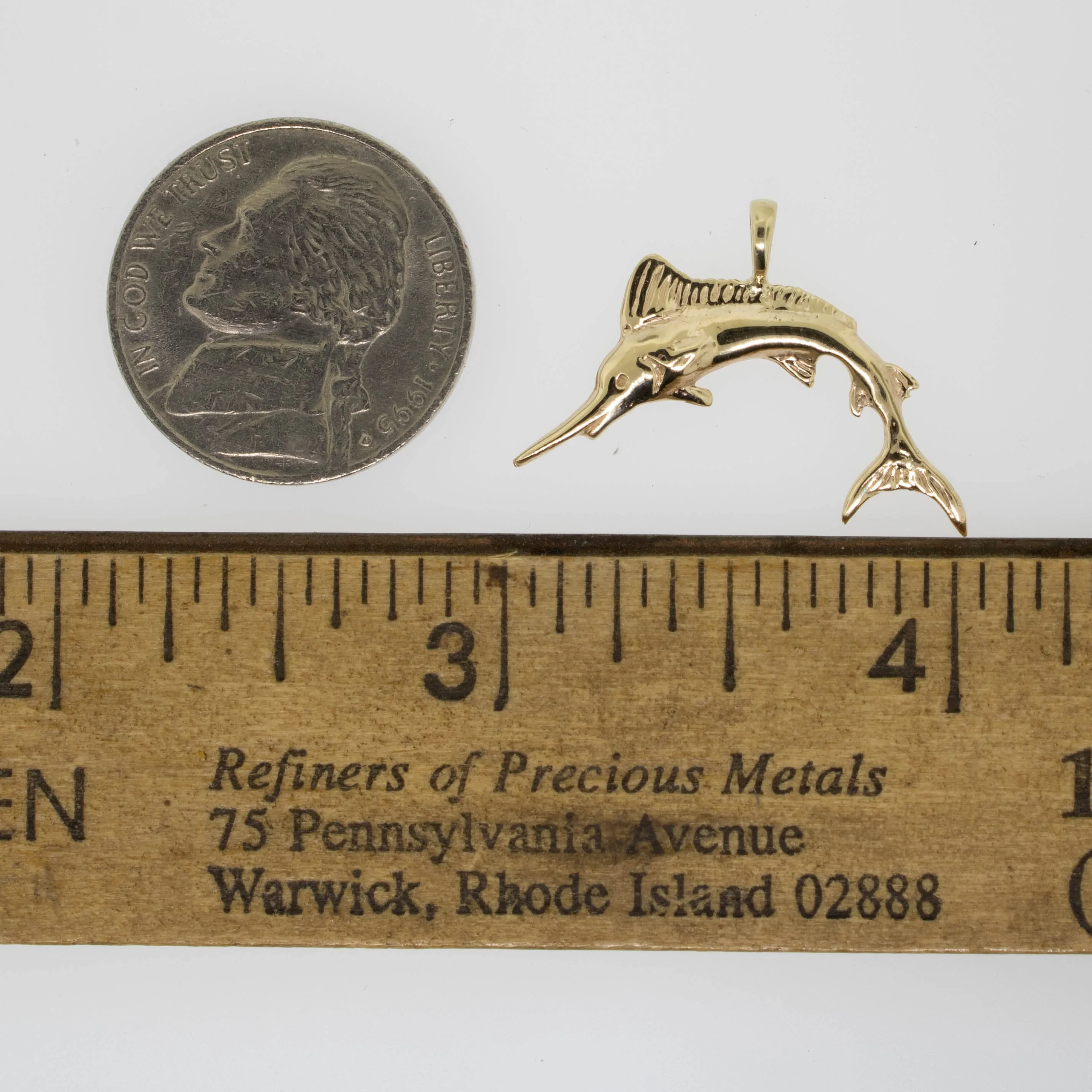 14K Yellow Gold Marlin Pendant Preowned Jewelry