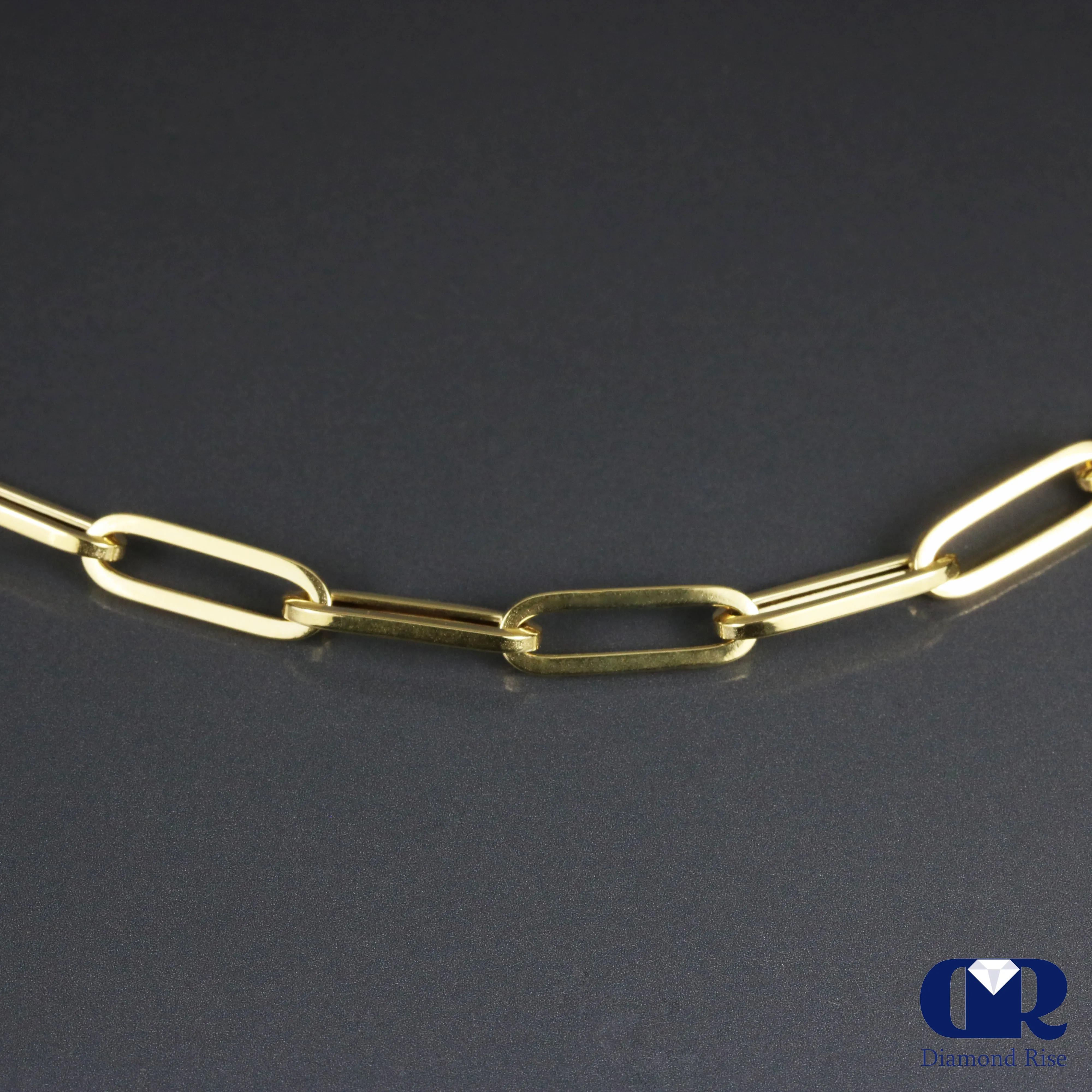 14K Yellow Gold Paper Clip Link Chain Necklace 18"