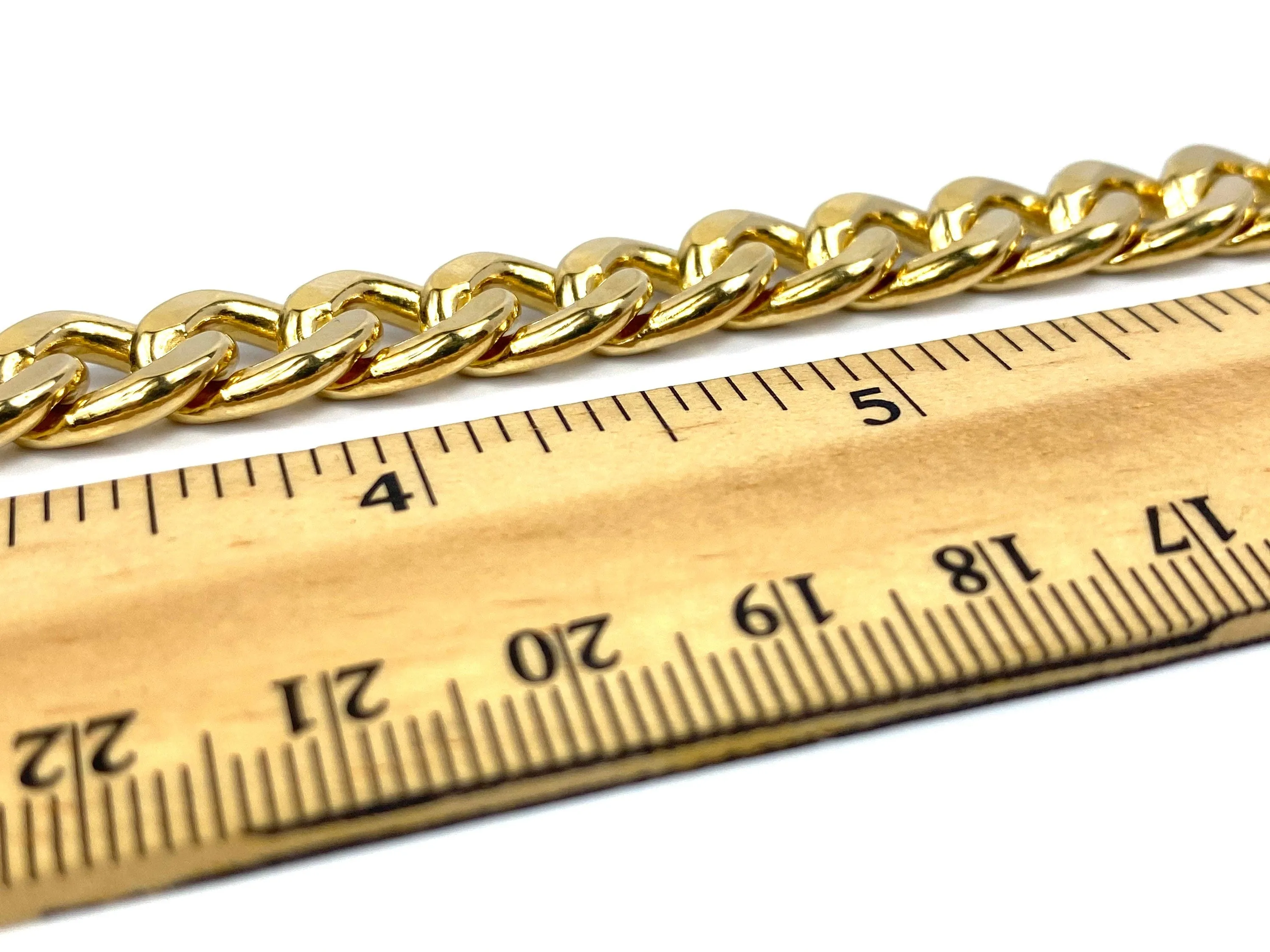 14KGF 10.5” 9mm Curb Chain Bracelet, 14K Gold Filled, 14K Gold Fill, Sku: SM94LC-10.5