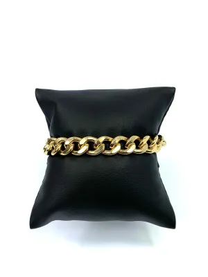 14KGF 10.5” 9mm Curb Chain Bracelet, 14K Gold Filled, 14K Gold Fill, Sku: SM94LC-10.5