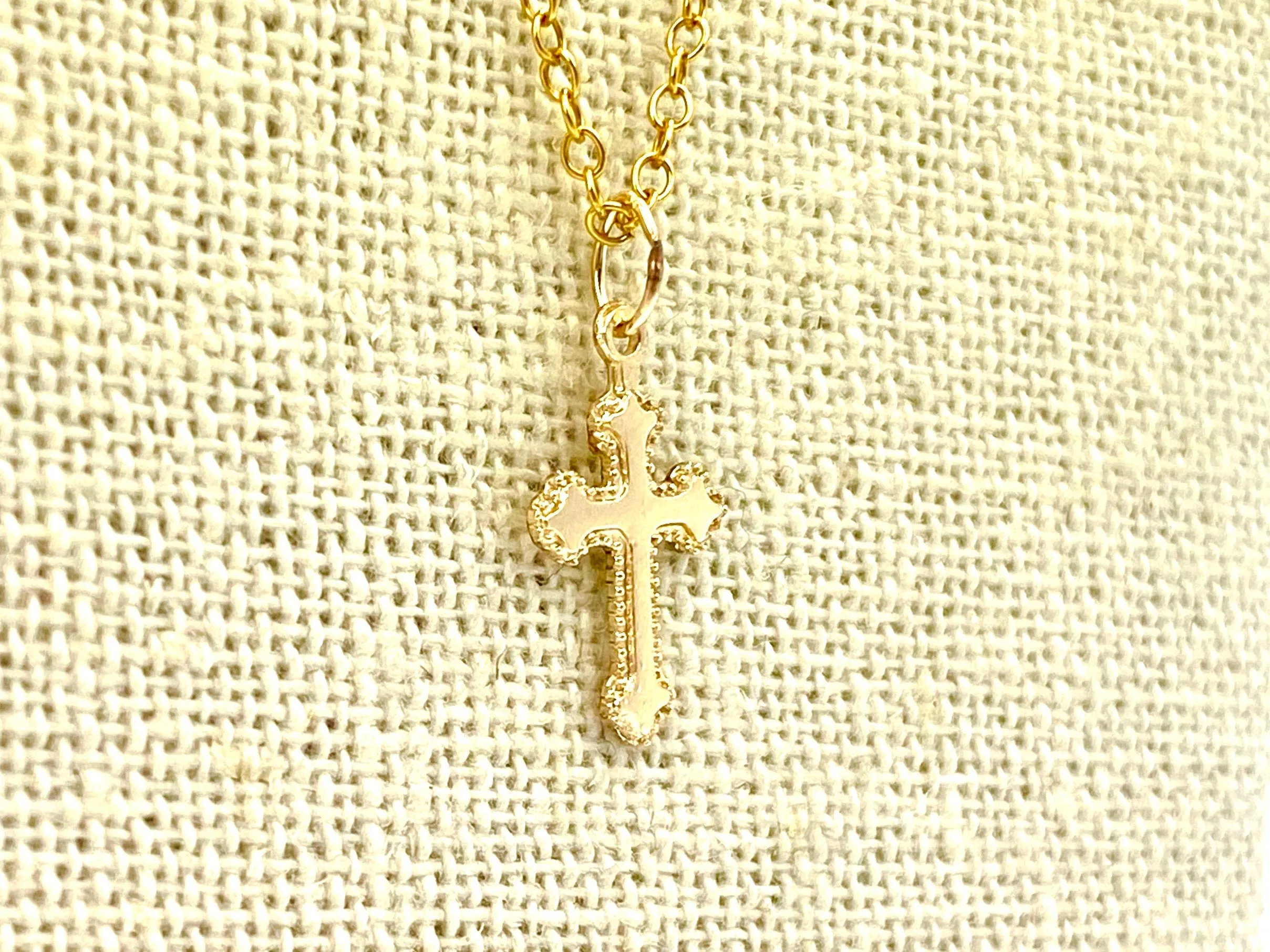 14KGF Cross Charm , Sku#2317-C