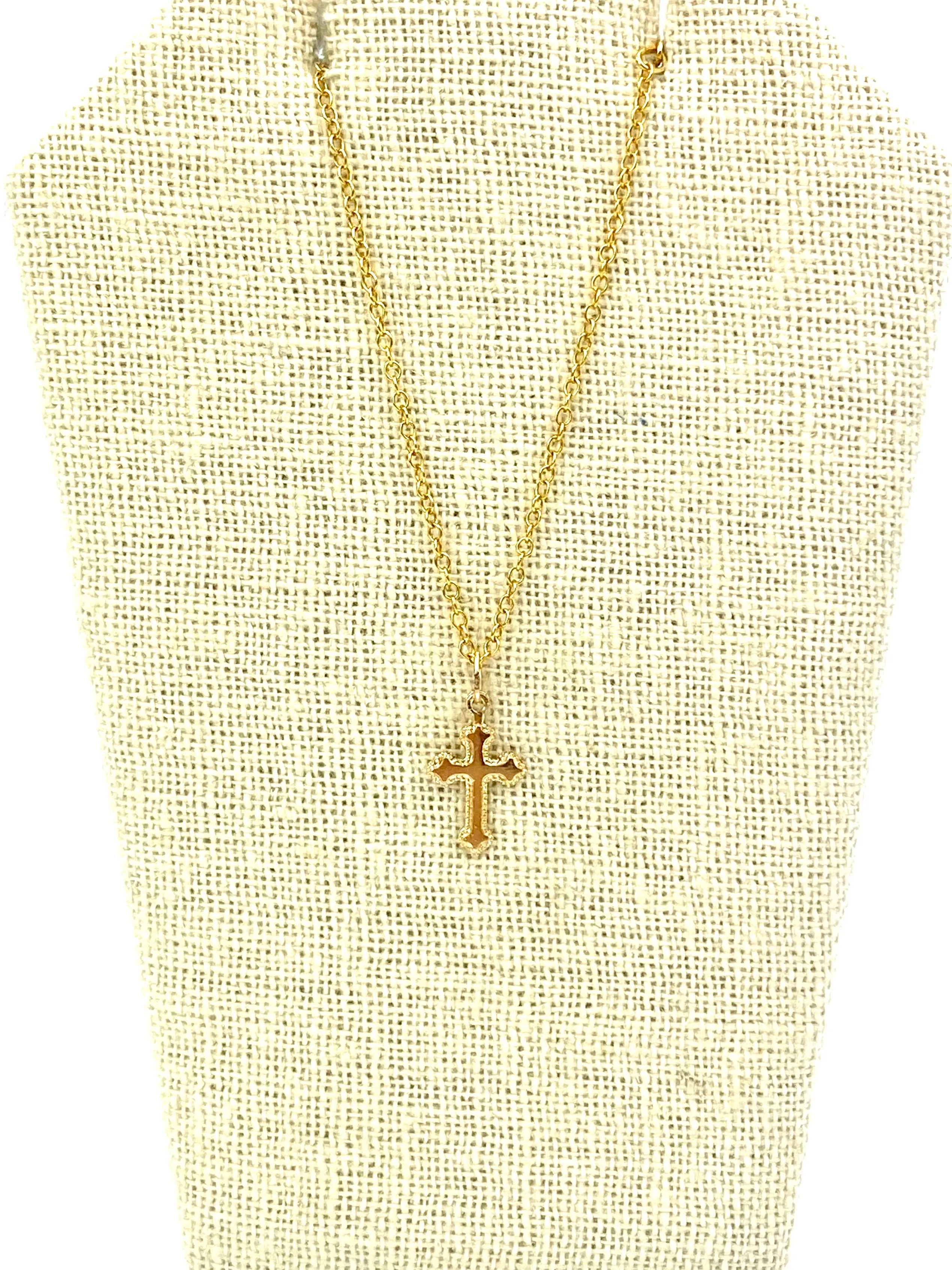 14KGF Cross Charm , Sku#2317-C