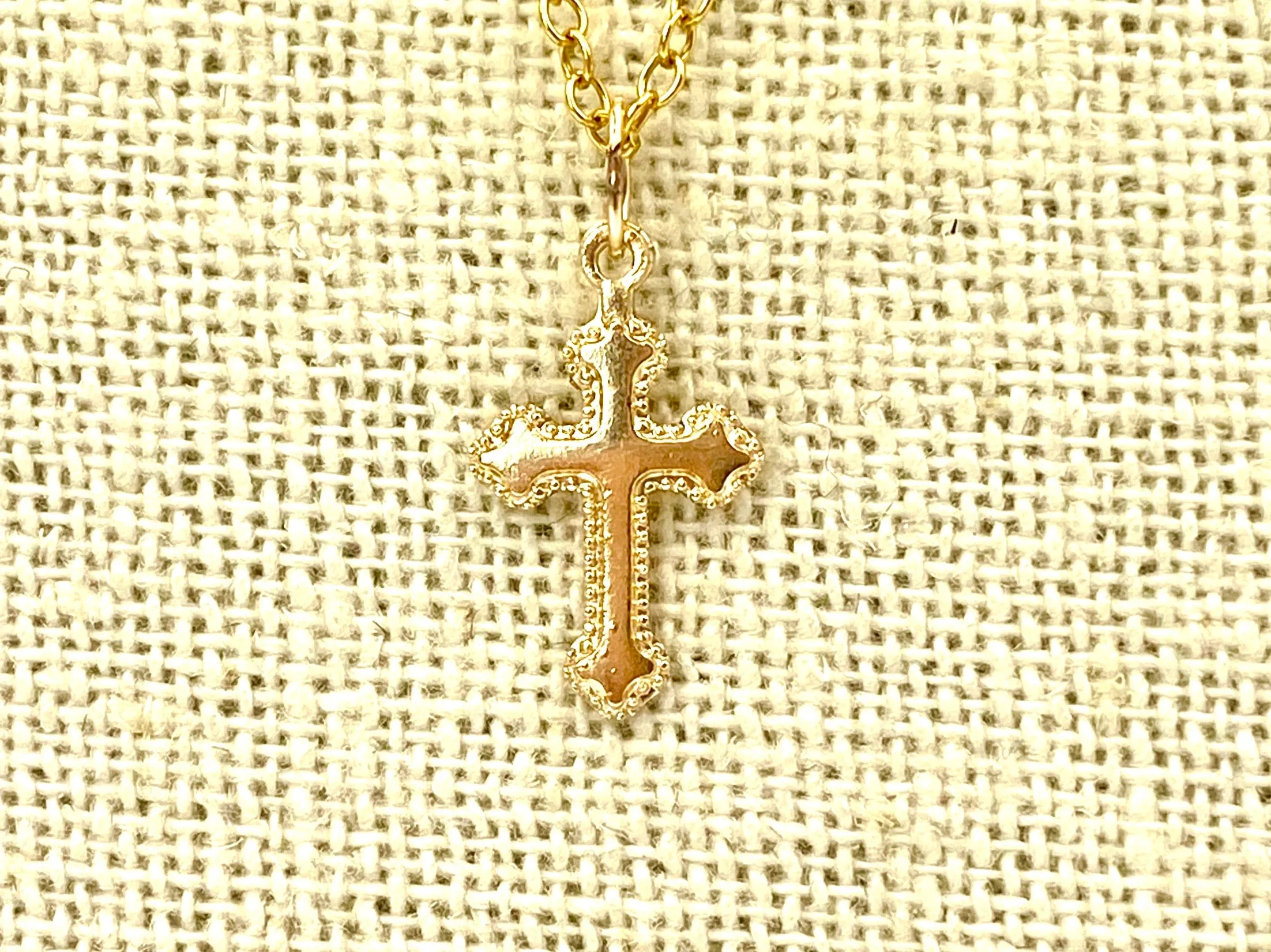 14KGF Cross Charm , Sku#2317-C