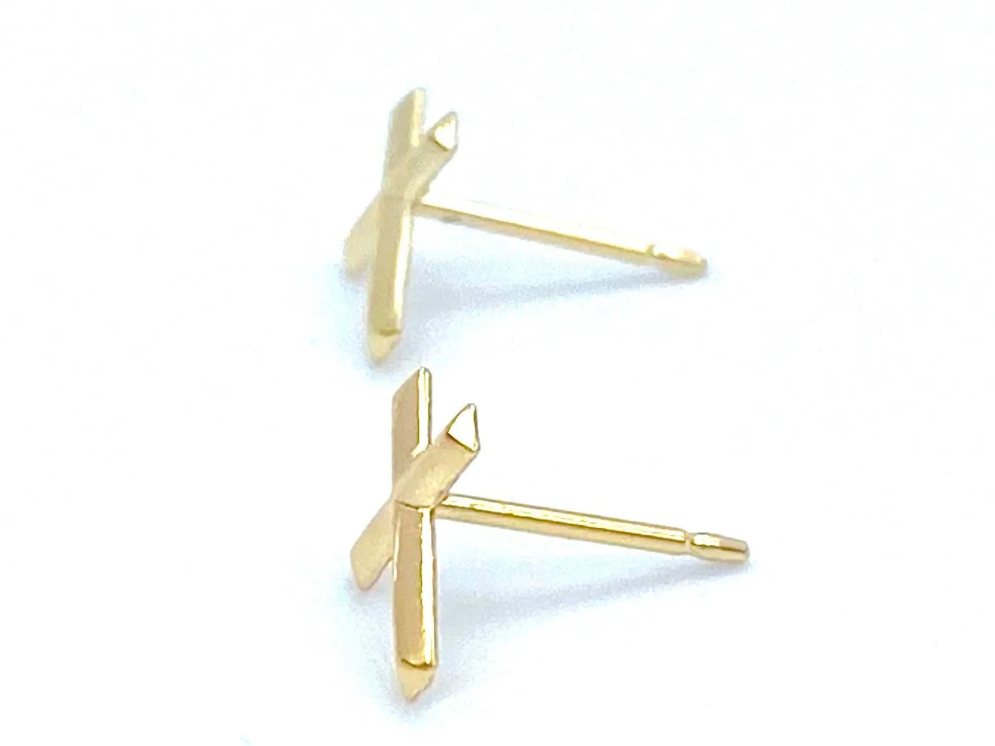 14KGF Cross Studs , Sku#594-4