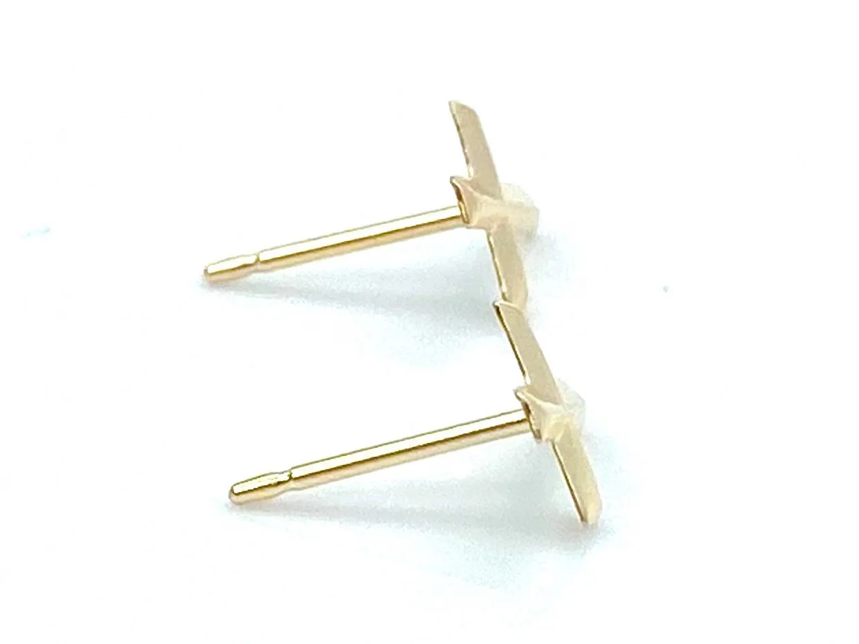 14KGF Cross Studs , Sku#594-4