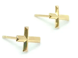 14KGF Cross Studs , Sku#594-4