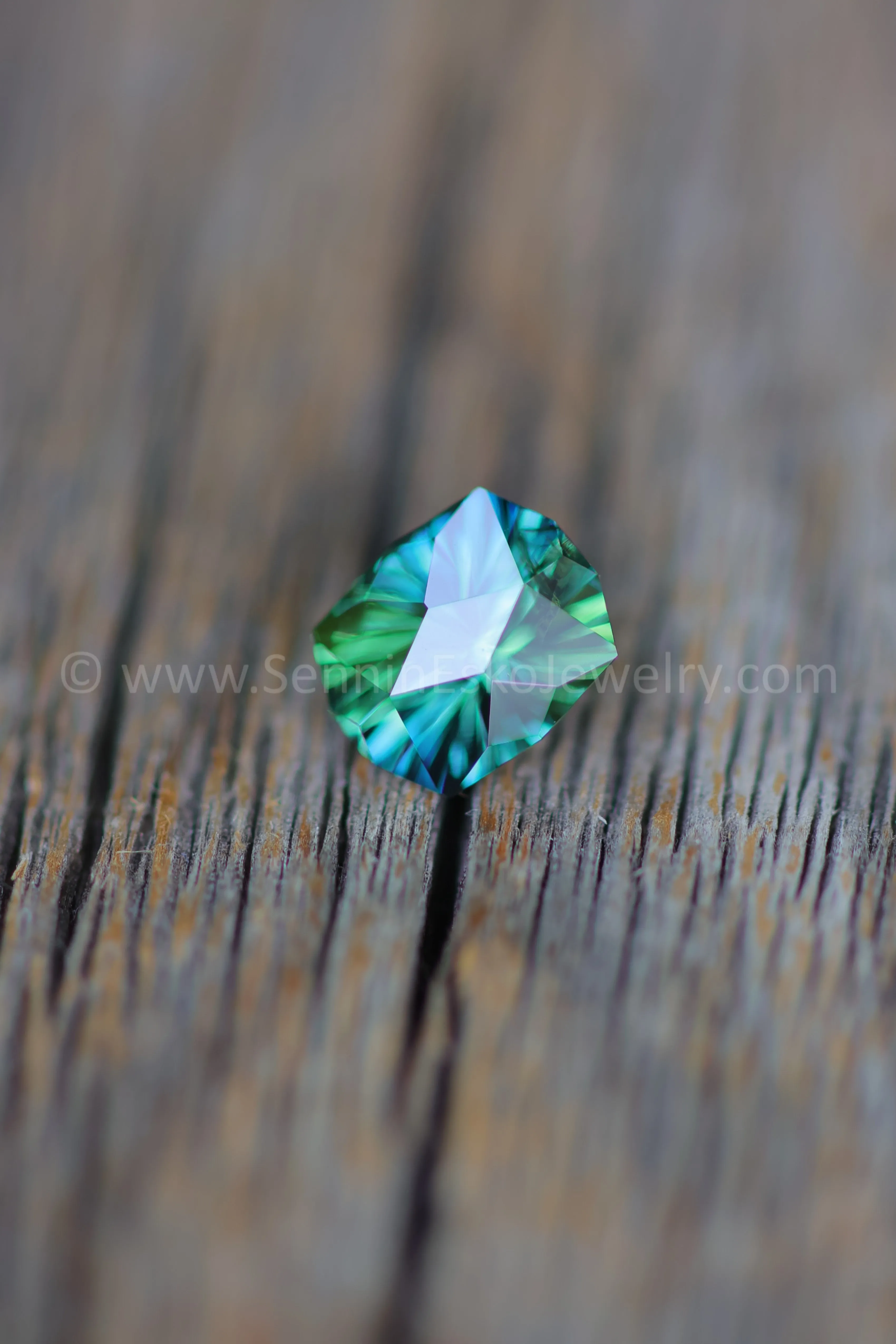 1.84 Carat Blue/Green Sapphire Decagonal Cushion -  7.9x6.5mm - Galaxy Cut