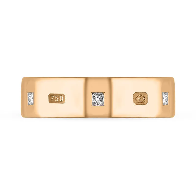 18ct Rose Gold 0.36ct Diamond Queen's Jubilee Hallmark Princess Cut 6mm Ring