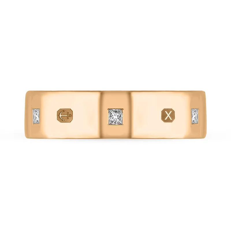 18ct Rose Gold 0.36ct Diamond Queen's Jubilee Hallmark Princess Cut 6mm Ring