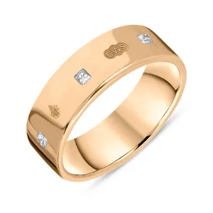 18ct Rose Gold 0.36ct Diamond Queen's Jubilee Hallmark Princess Cut 6mm Ring