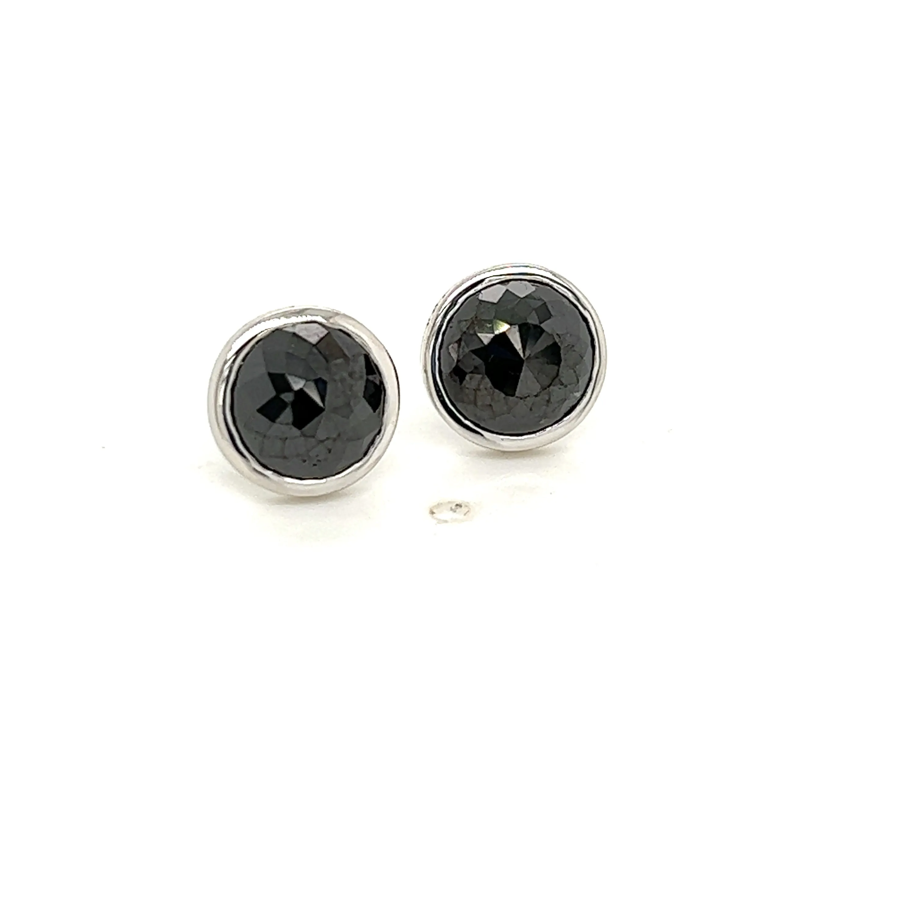 18k White Gold Black Diamond Studs