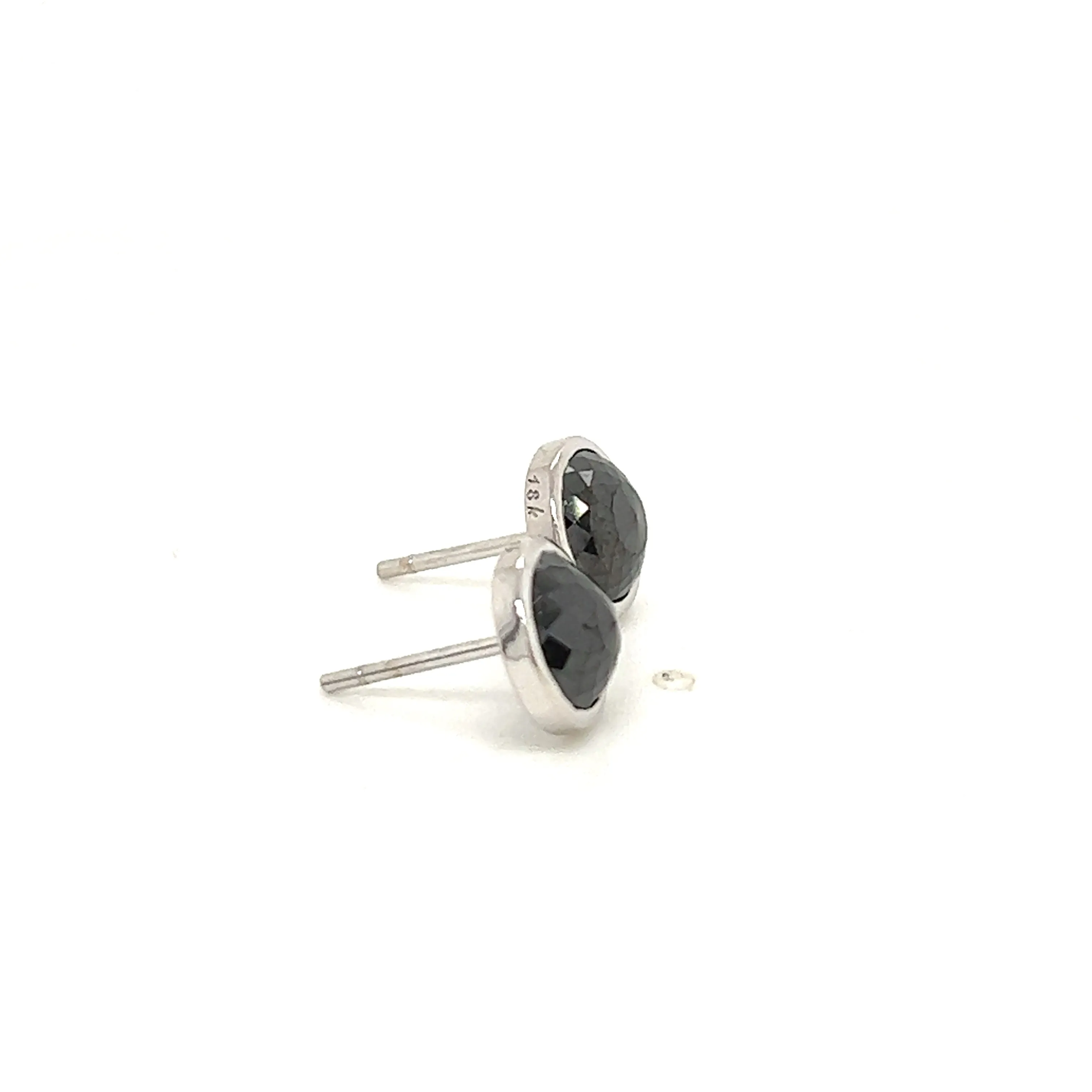 18k White Gold Black Diamond Studs
