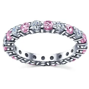 2.00cttw Diamond Pink Sapphires Eternity Band