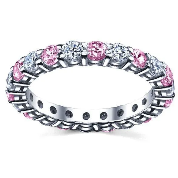 2.00cttw Diamond Pink Sapphires Eternity Band