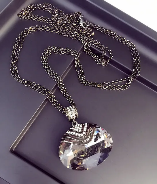2015 New Arrival Women Pendant Necklaces The Big Drop Long Paragraph Sweater Chain All-match Decorative Crystal Necklace Pendant