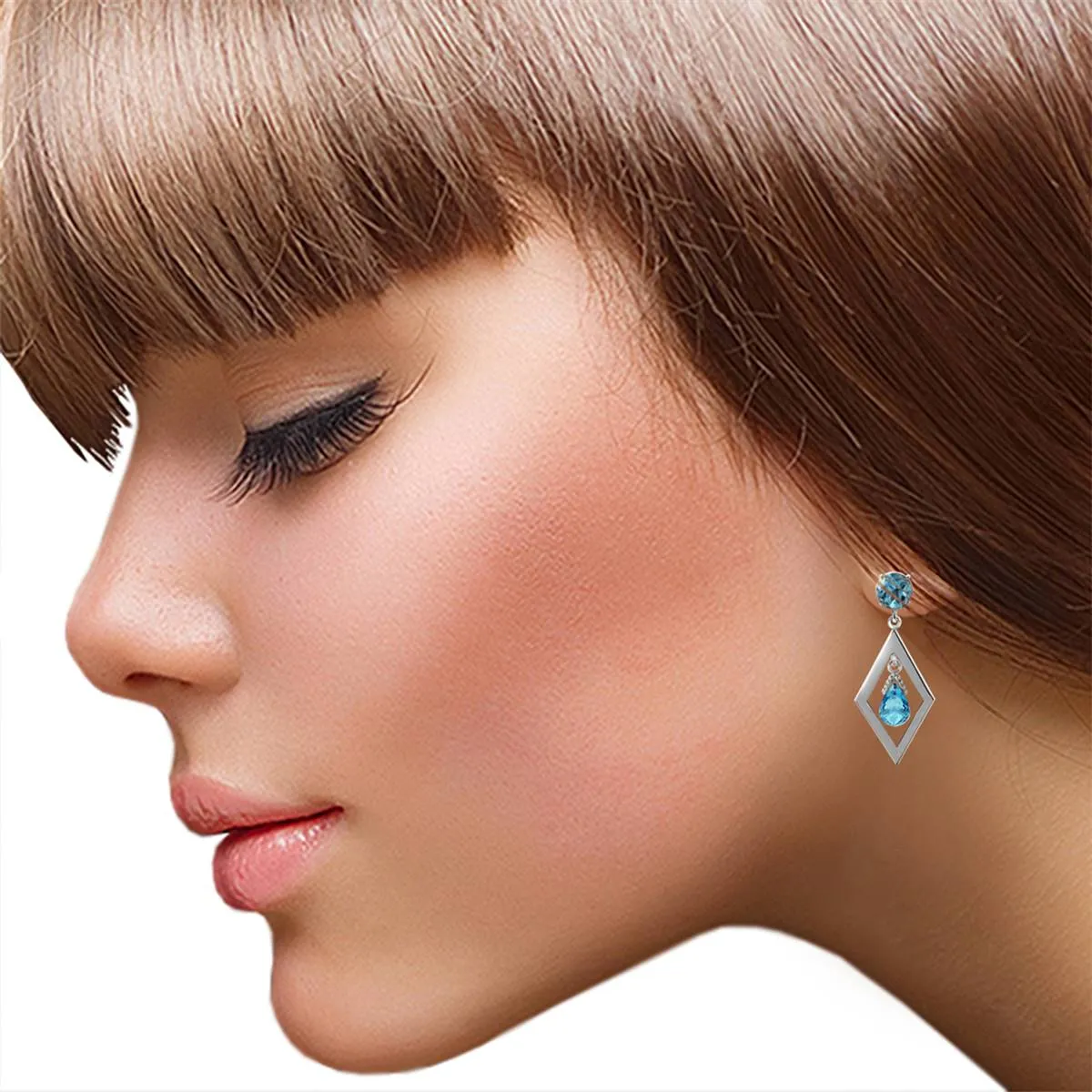 2.4 Carat 14K Solid Yellow Gold Make A Comeback Blue Topaz Earrings