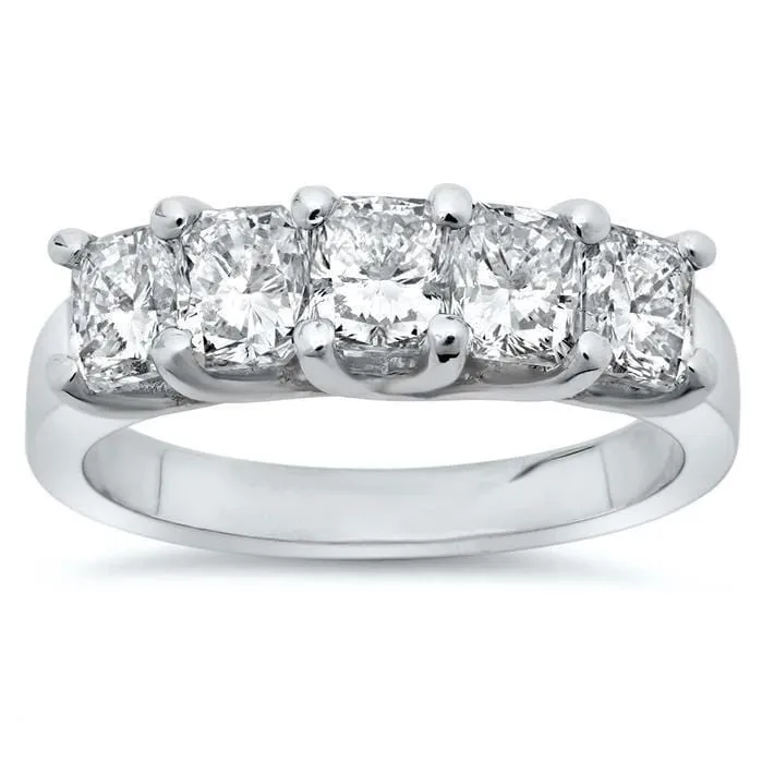 3.00cttw Trellis Radiant Cut Diamond Five Stone Ring