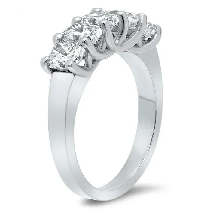 3.00cttw Trellis Radiant Cut Diamond Five Stone Ring
