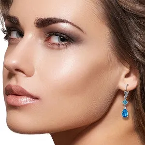 4.5 Carat 14K Solid White Gold Guard Your Heart Blue Topaz Earrings