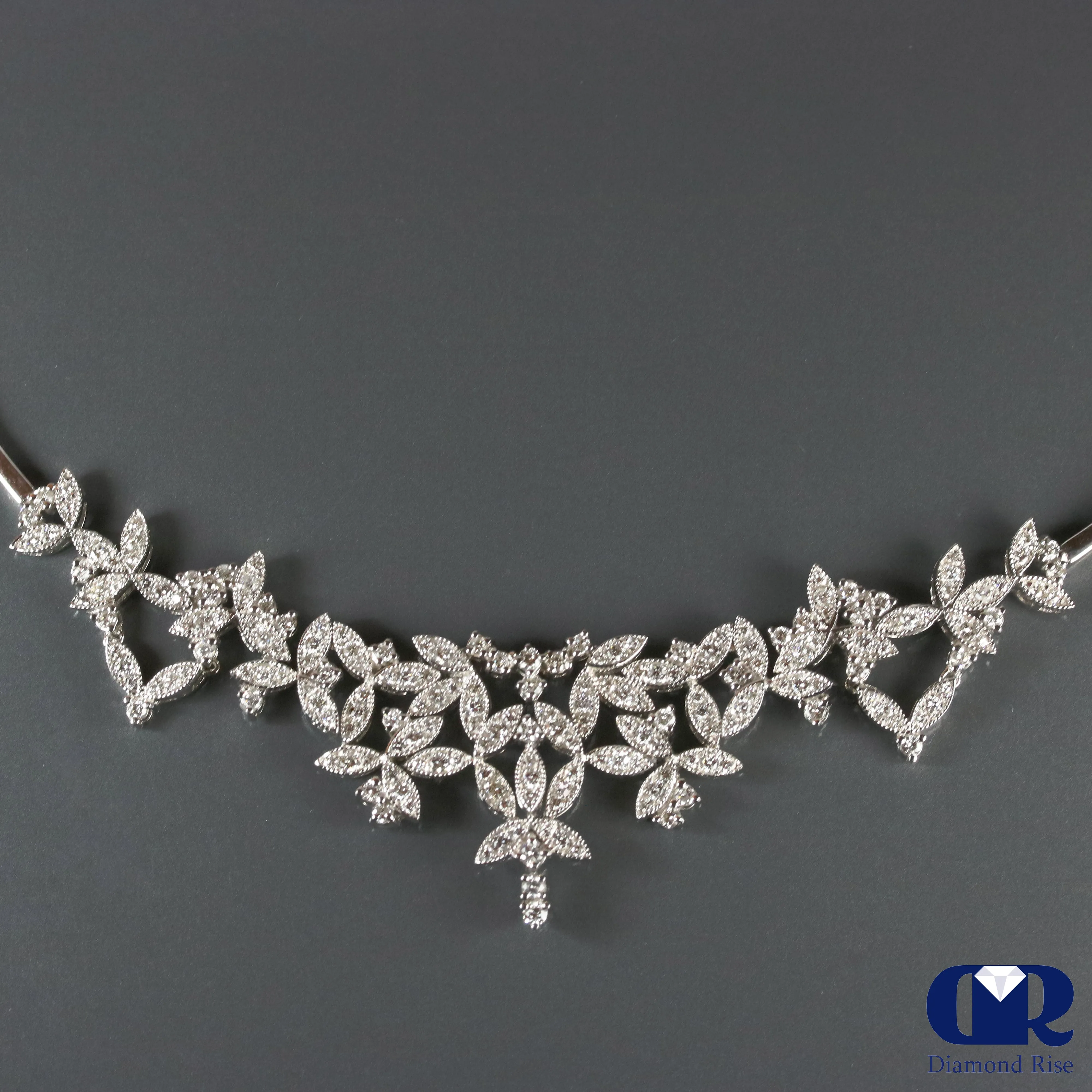 6.00 Ct Diamond Necklace In 18K White Gold With 16"