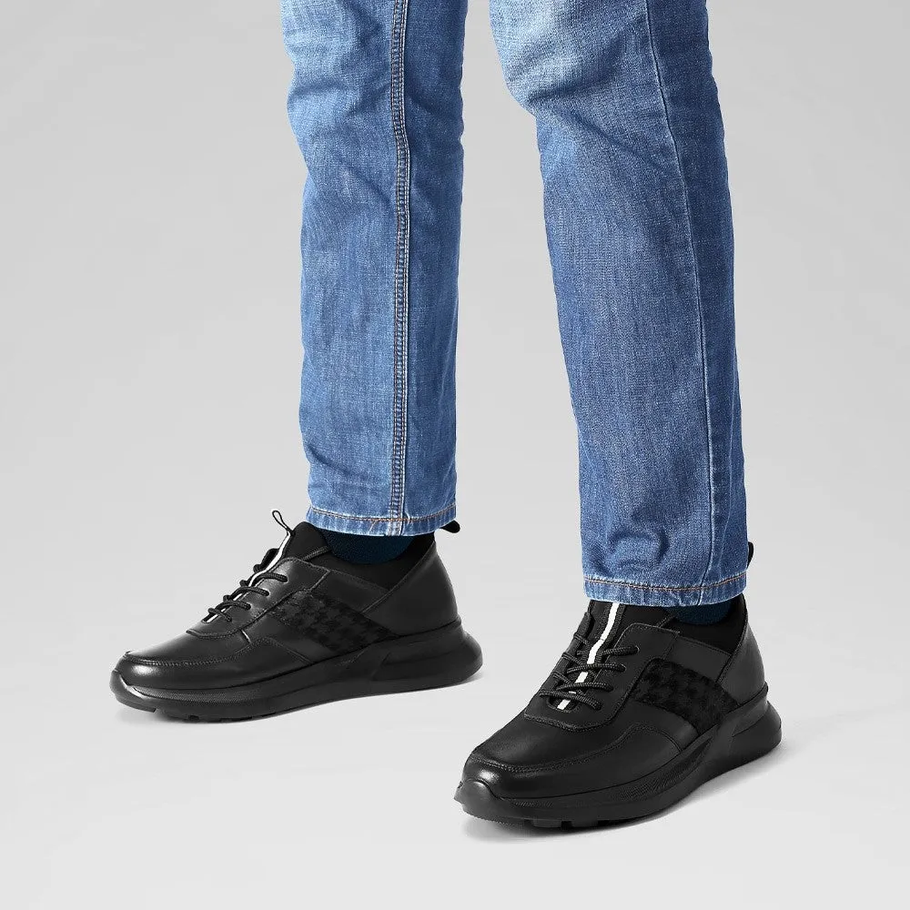 7 CM/2.76 Inches CMR CHAMARIPA Men's Black Leather Height Increasing Sneakers
