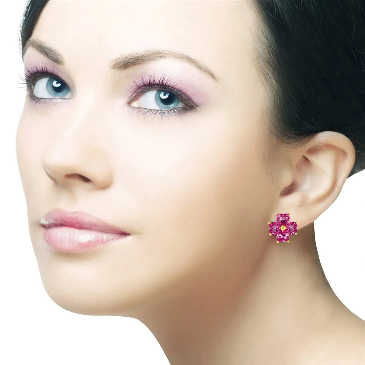 7.6 Carat 14K Solid Yellow Gold French Clips Earrings Natural Pink Topaz