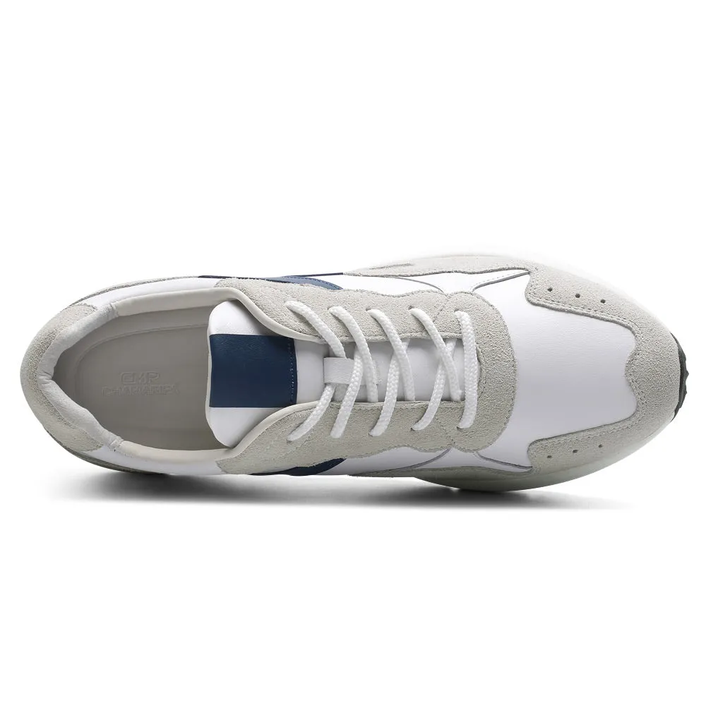 8 CM/3.15 Inches CMR CHAMARIPA Men’s Off-White Leather & Suede