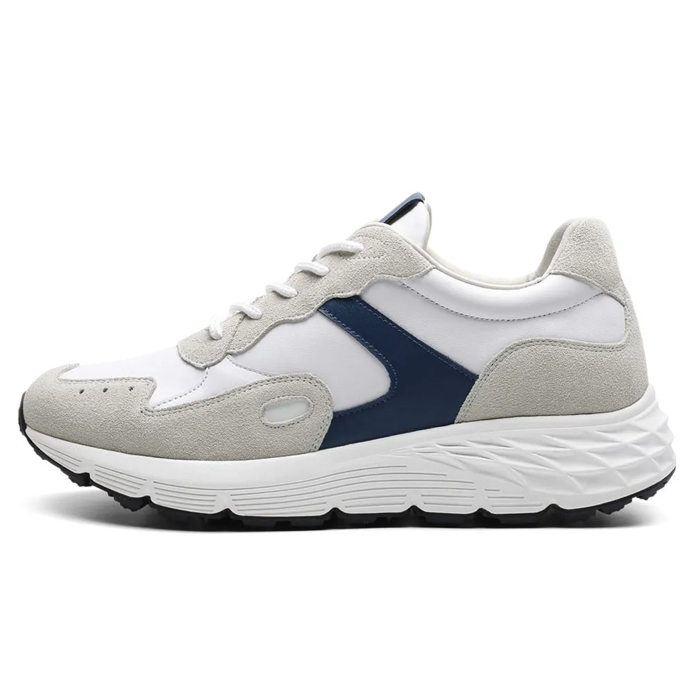 8 CM/3.15 Inches CMR CHAMARIPA Men’s Off-White Leather & Suede