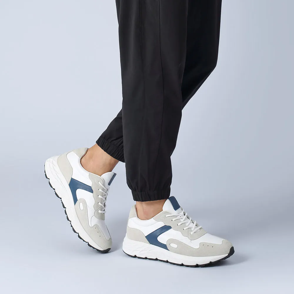 8 CM/3.15 Inches CMR CHAMARIPA Men’s Off-White Leather & Suede