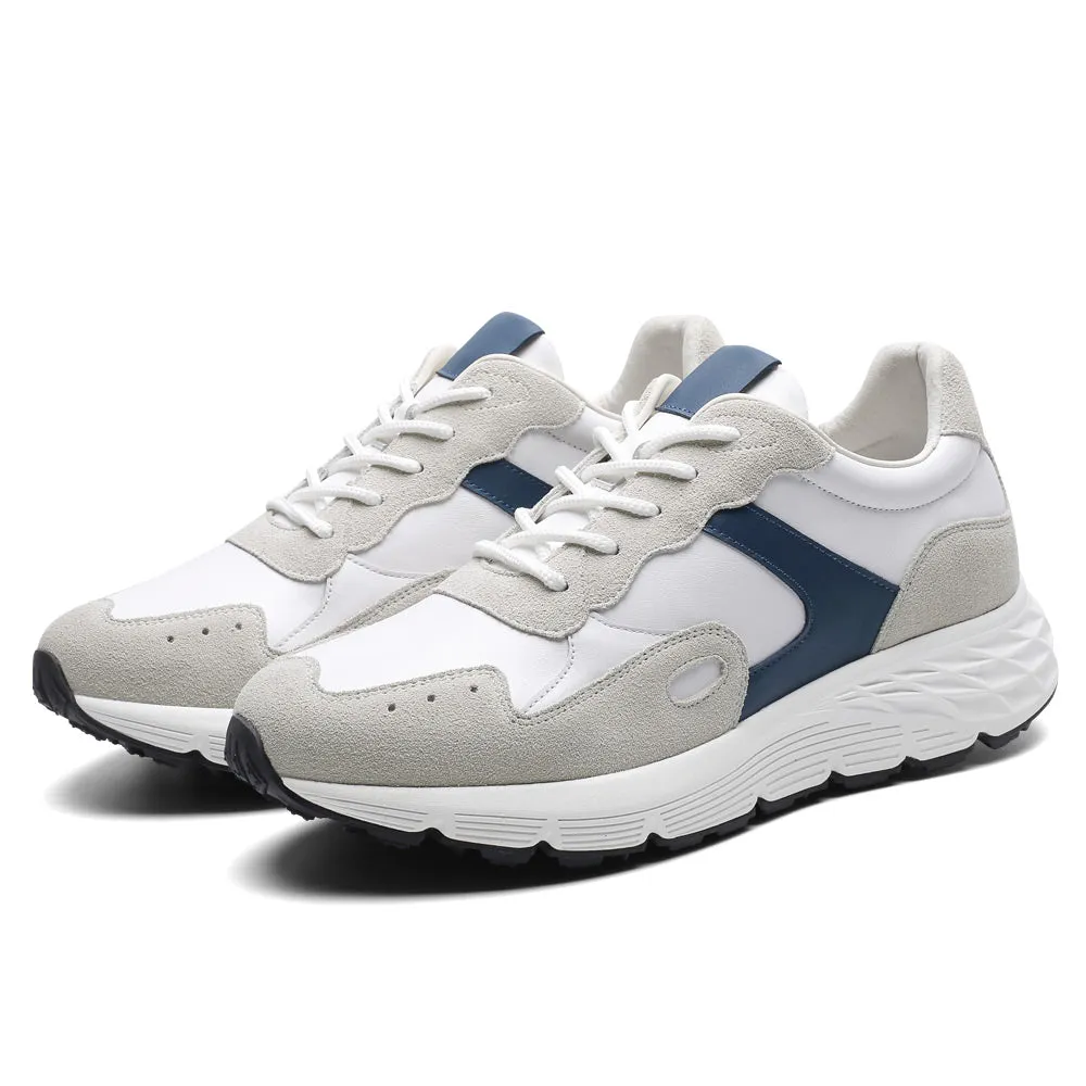 8 CM/3.15 Inches CMR CHAMARIPA Men’s Off-White Leather & Suede