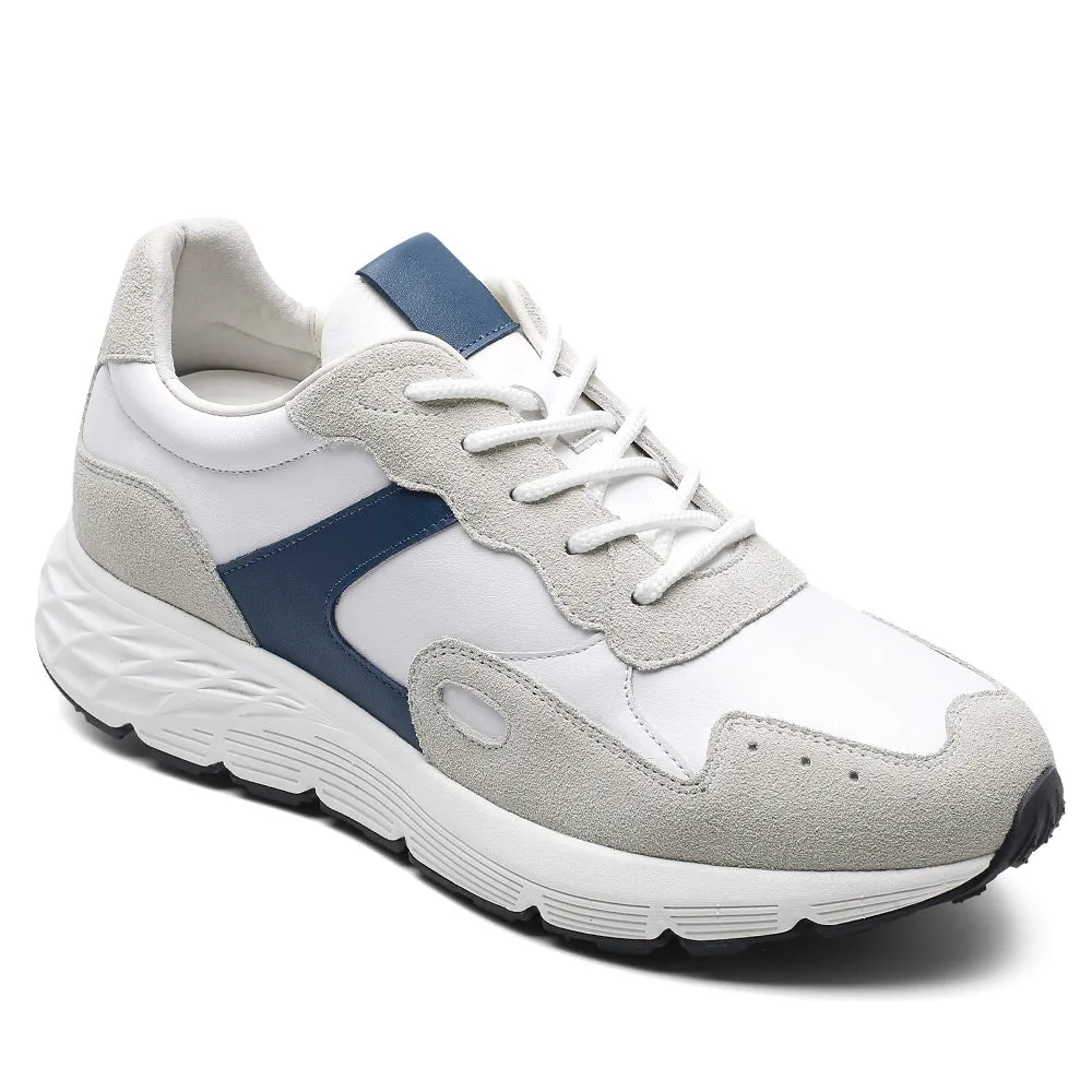 8 CM/3.15 Inches CMR CHAMARIPA Men’s Off-White Leather & Suede