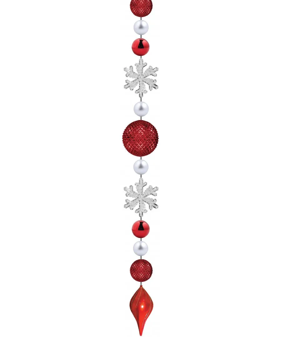 8' Red Ornament & Snowflake Drop