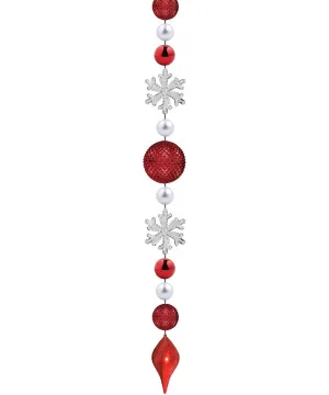 8' Red Ornament & Snowflake Drop