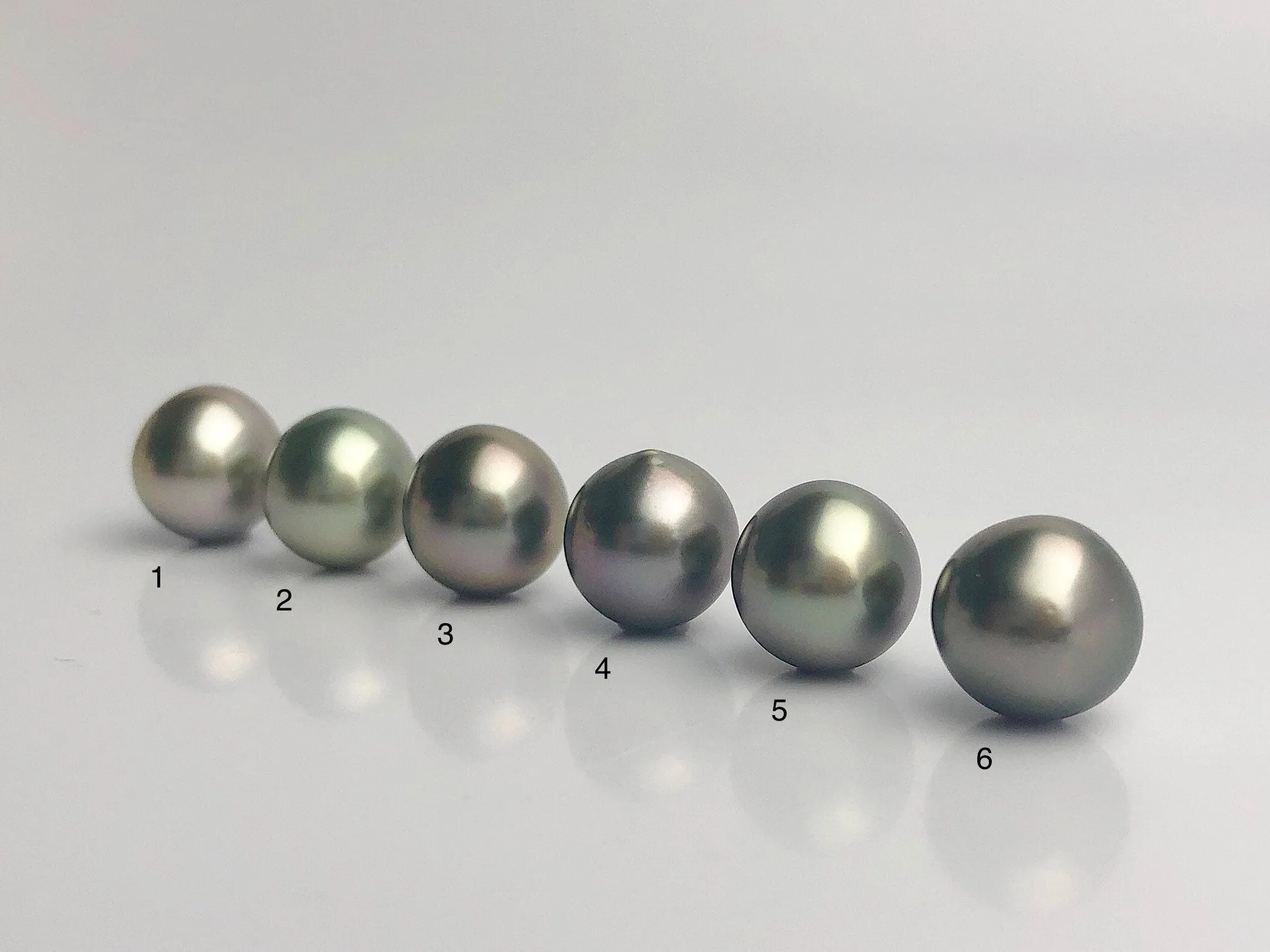 AAA Quality Multicolor Tahitian Peacock Loose Pearls - Short Drop Shape - 12mm (#573 No. 1-6)