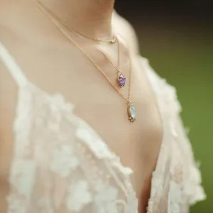 Aquamarine Halo Necklace