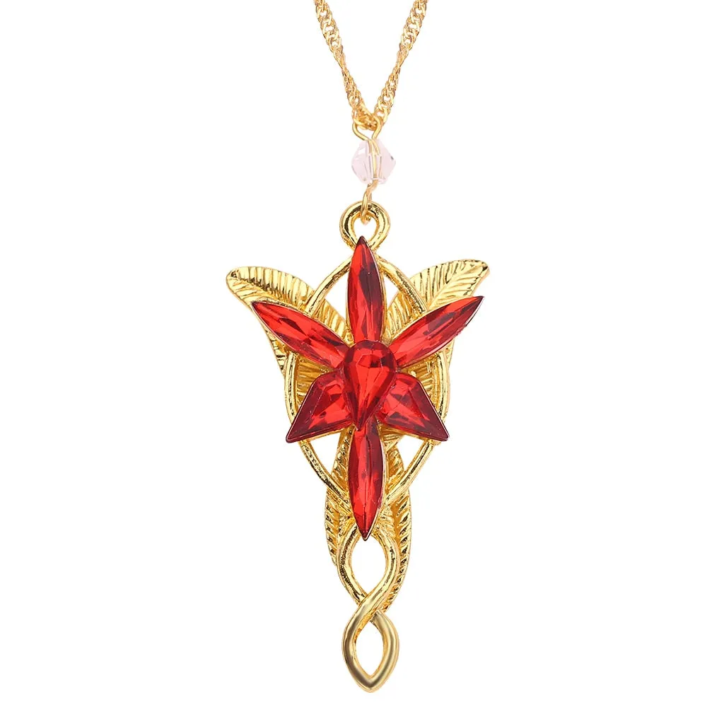 Arwen Evenstar Necklace The Elves Princess Fashion Crystal Silver Color Cubic Zirconia Stone Pendant For Women