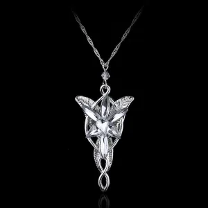 Arwen Evenstar Necklace The Elves Princess Fashion Crystal Silver Color Cubic Zirconia Stone Pendant For Women